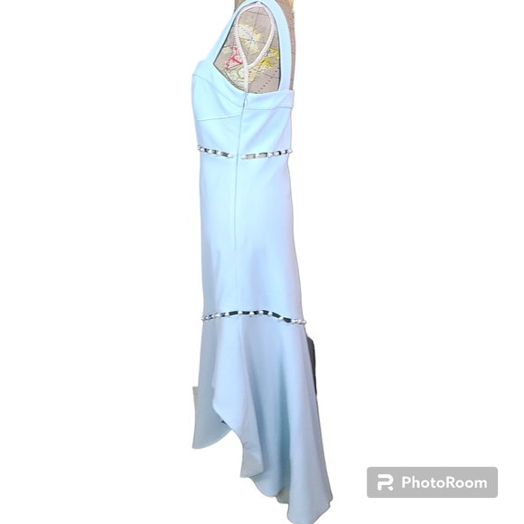 Jonathan Simkhai Size 6 Houston Sky Blue Squareneck Asymmetrical Midi Dress NWT - Picture 10 of 16
